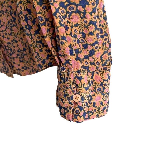 A LOVES A Silk Floral Print Hidden Button Front Long Sleeve Blouse Shirt S - Picture 6 of 7